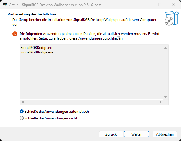 File-in-use warning